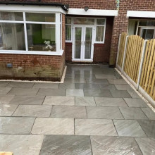Stone slab patio