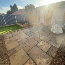 patio with garage